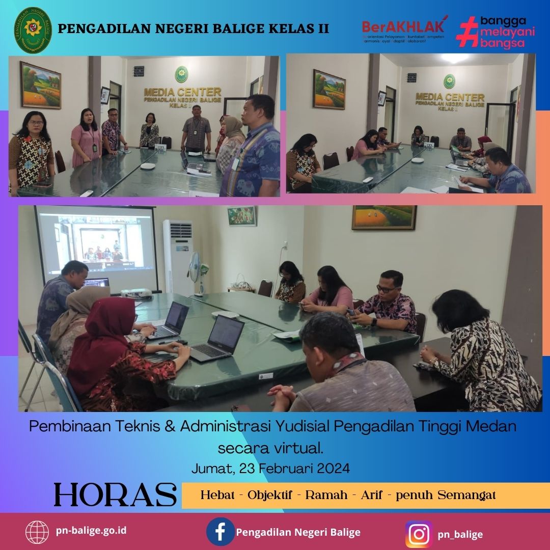 PEMBINAAN TEKNIS & ADMINISTRASI YUDISIAL PENGADILAN TINGGI MEDAN  SECARA VIRTUAL.